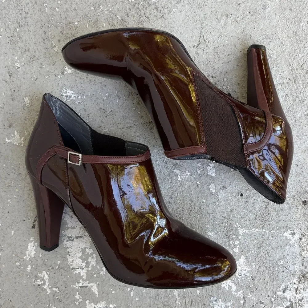 Theory patent leather booties